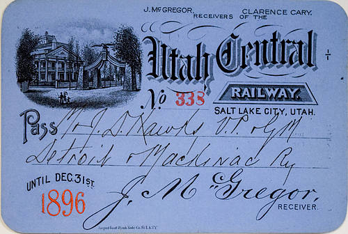 UTAH CENTRAL RAILWAY PASS