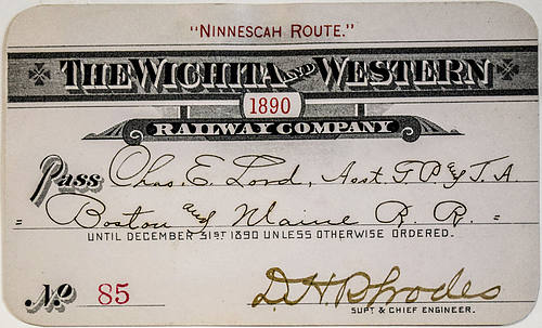 WICHITA & WESTERN RAILWAY COMPANY PASS