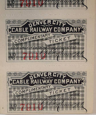 DENVER CITY CABLE RAILWAY CO TICKET BOOK