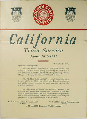 GOLDEN STATE LIMITED / The CALIFORNIAN TIME TABLE