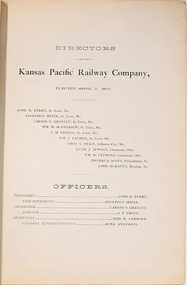 KANSAS PACIFIC RAILWAY CO ANNUAL REPORT