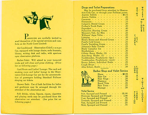 NORTH COAST LIMITED MENU