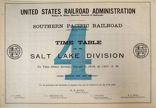 SOUTHERN PACIFIC RAILROAD TIME TABLE