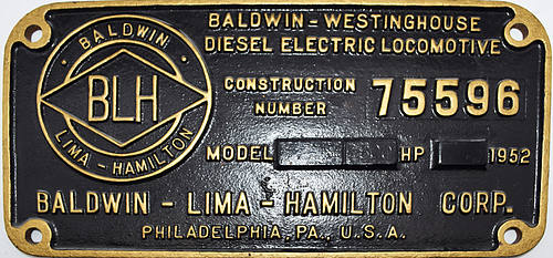 READING RR BUILDERS PLATE