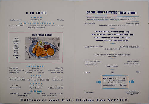 BALTIMORE & OHIO MENU