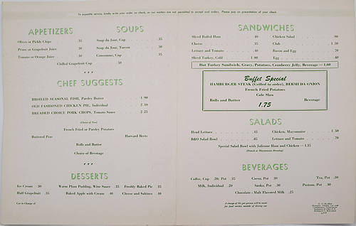 BALTIMORE & OHIO MENU