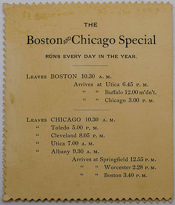 BOSTON & ALBANY RR MENU