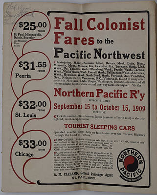 NORTHERN PACIFIC TIME TABLE
