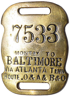 BALTIMORE & OHIO BAGGAGE TAG