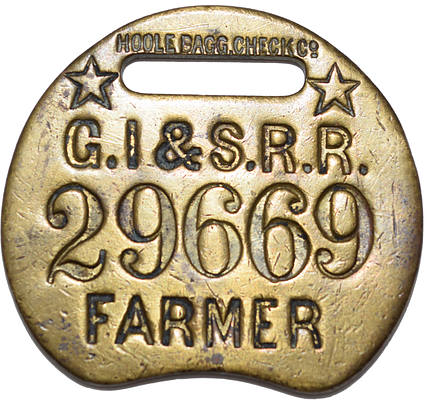 GENEVA ITHACA & SAYRE RR BAGGAGE TAG
