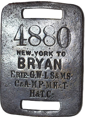 HOUSTON & TEXAS CENTRAL BAGGAGE TAG