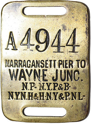 NEW YORK & PENNSYLVANIA RR BAGGAGE TAG
