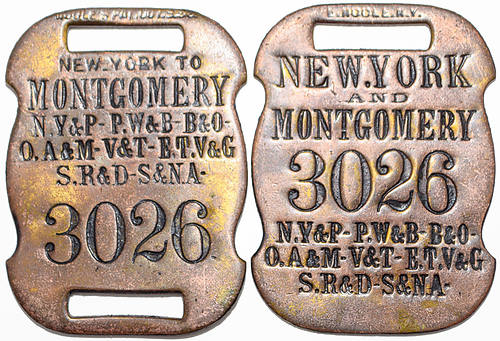 NEW YORK & PENNSYLVANIA RR BAGGAGE TAG