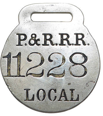 PHILADELPHIA & READING RR BAGGAGE TAG