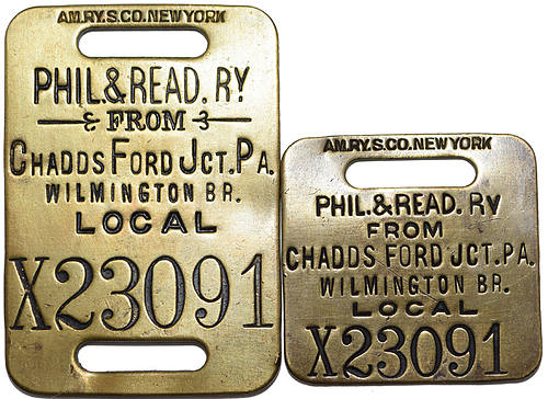 PHILADELPHIA & READING RY BAGGAGE TAG