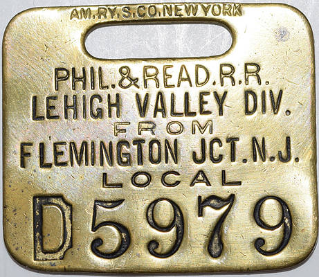 PHILADELPHIA & READING RR BAGGAGE TAG