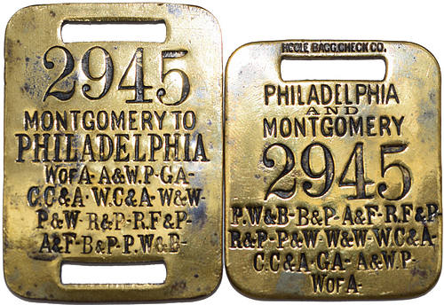 PHILADELPHIA WASHINGTON & BALTIMORE BAGGAGE TAG
