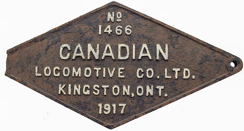 CANADIAN LOCOMOTIVE CO LTD BUILDERS PLATE
