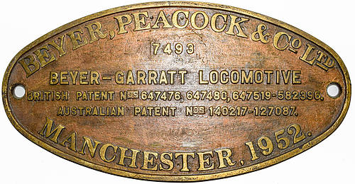 NEW SOUTH WHALES GOV'T RY BUILDERS PLATE