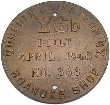 NORFOLK & WESTERN BUILDERS PLATE