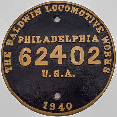 READING RR BUILDERS PLATE