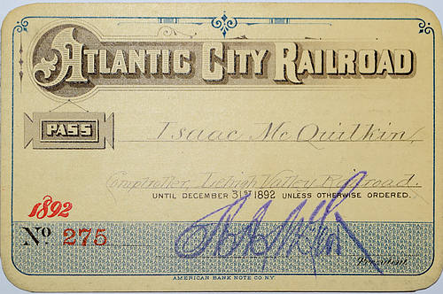 ATLANTIC CITY RAILROAD PASS