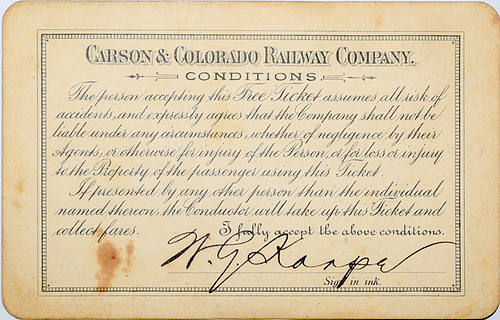 CARSON & COLORADO RAILWAY PASS