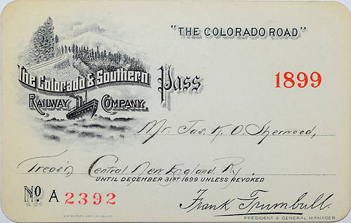 COLORADO & SOUTHERN RAILWAY COMPANY PASS
