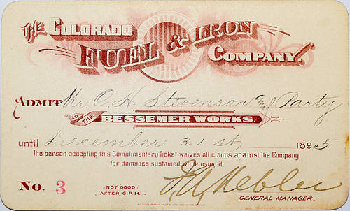 COLORADO FUEL & IRON COMPANY PASS