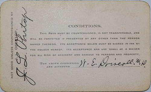 COLORADO SPRINGS & CRIPPLE CREEK DISTRICT RAILWAY COMPANY PASS