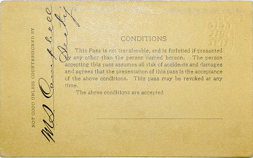 CRIPPLE CREEK AND GOLD HILL RAILROAD COMPANY PASS