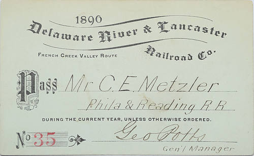 DELAWARE RIVER & LANCASTER RAILROAD CO PASS