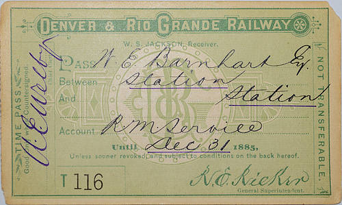 DENVER & RIO GRANDE RAILWAY PASS