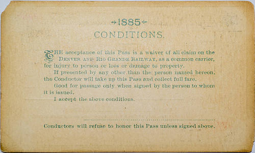 DENVER & RIO GRANDE RAILWAY PASS