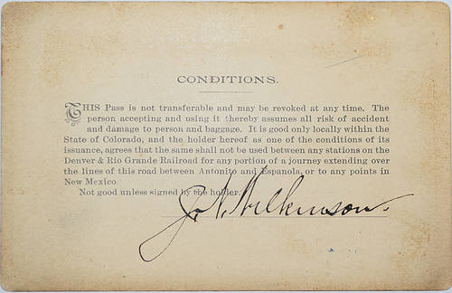 DENVER & RIO GRANDE RAILWAY PASS