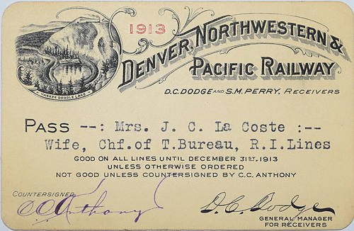 DENVER NORTHWESTERN & PACIFIC RAILWAY PASS