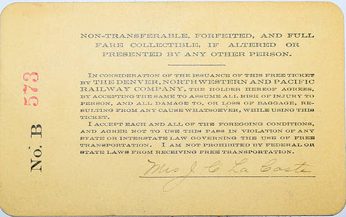 DENVER NORTHWESTERN & PACIFIC RAILWAY PASS