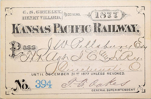 KANSAS PACIFIC RAILWAY PASS