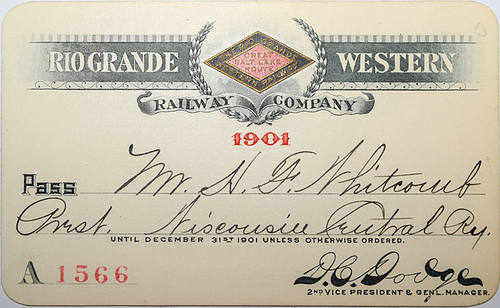 RIO GRANDE WESTERN RAILWAY COMPANY PASS