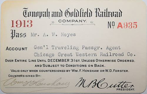 TONOPAH & GOLDFIELD RAILROAD PASS