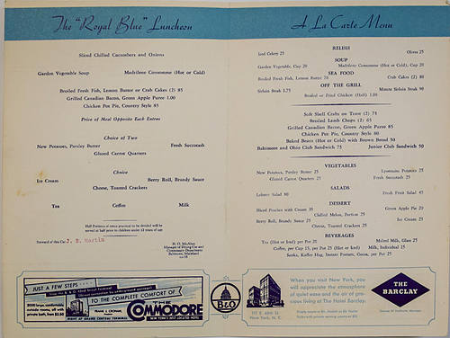BALTIMORE & OHIO MENU