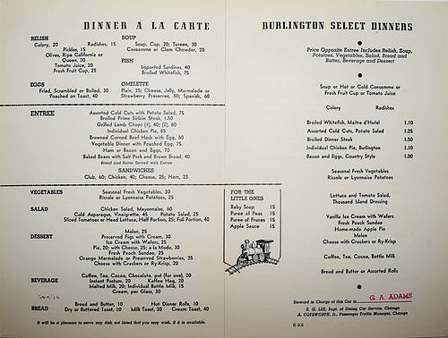 BURLINGTON ROUTE MENU
