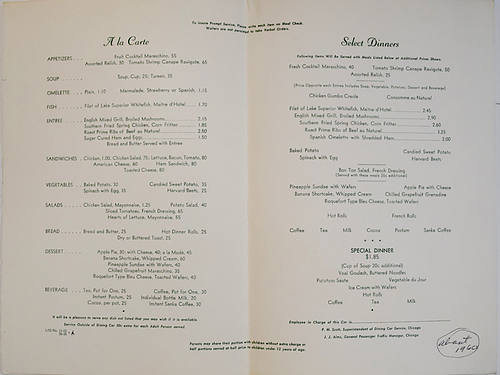 BURLINGTON ROUTE MENU