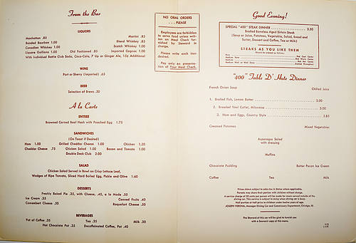 CHICAGO & NORTH WESTERN MENU