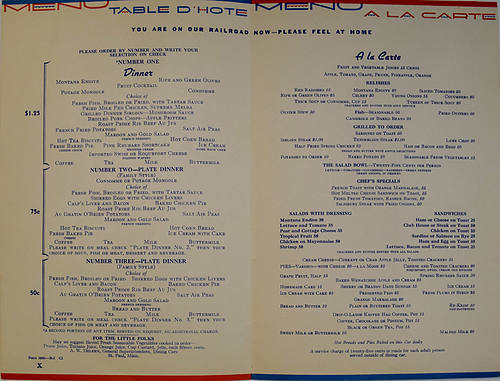 GREAT NORTHERN MENU