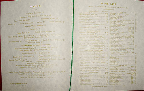 UNION PACIFIC RR MENU