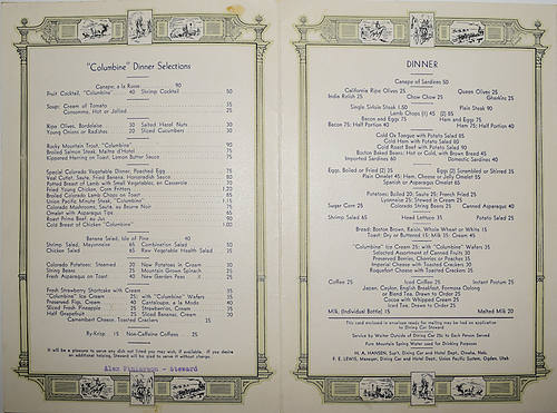 UNION PACIFIC MENU