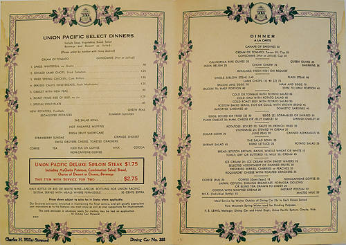 UNION PACIFIC MENU