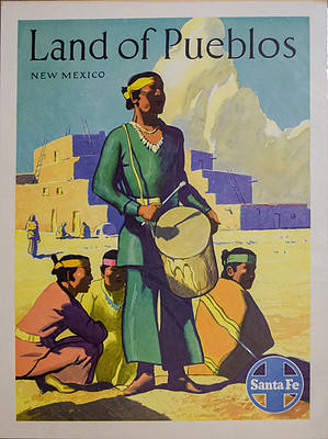 SANTA FE POSTER - Land of Pueblos New Mexico