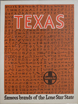 SANTA FE POSTER - Texas famous brands of the Lone Star State.